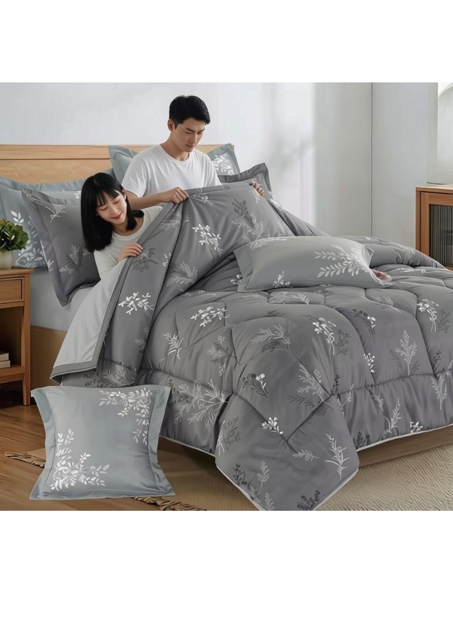 SMART HOME Luxurious 8-Piece Double Bedspread Set, 100% Microfiber and Reversible, Includes Comforter (260x240 cm), Fitted Sheet (200x200+30 cm), 2 Pillowcases (75x50+5 cm), 2 Pillow Covers (75x50 cm), and 2 Square Pillow Covers (45x45+5 cm) - Image 4