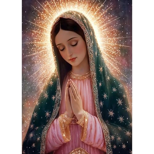ckdiluy Virgin Mary Diamond Art Kits for Adults Beginners, 5D DIY Religion Diamond Painting Kits, Full Round Drill Diamonds Dots Gem Art Crystal, Home Wall Decor 12X16 Inch - Image 1