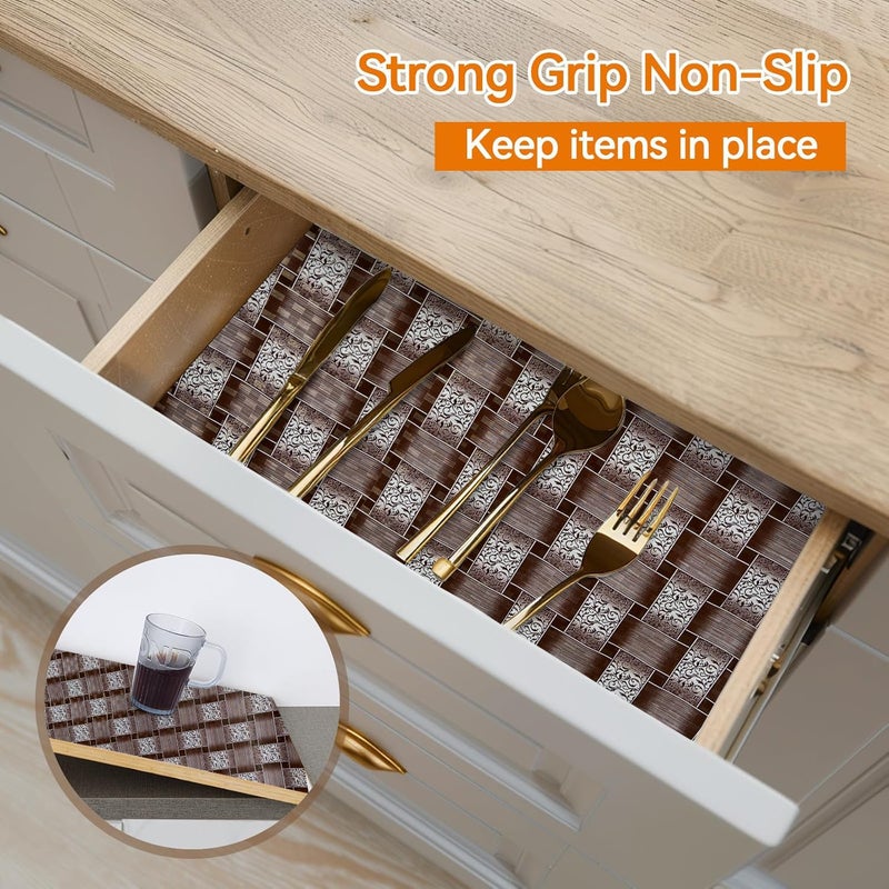 Vocal Store Anti-Slip Kitchen Cabinet Drawer Shelf Mat Liner Sheets Textured Multipurpose 5 Meter Roll, Brown - CDOJ9-P03-5M - Image 2