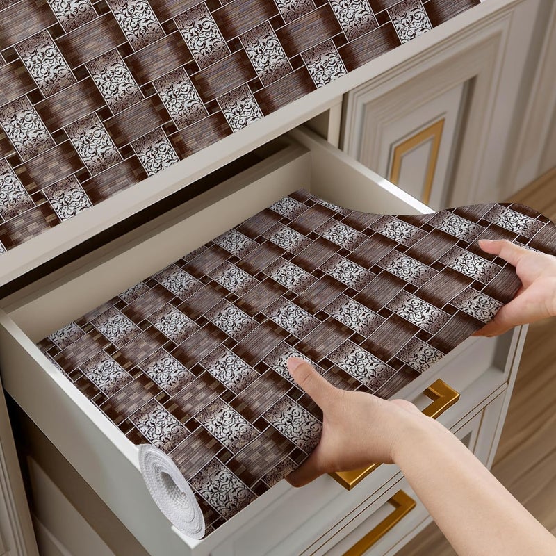 Vocal Store Anti-Slip Kitchen Cabinet Drawer Shelf Mat Liner Sheets Textured Multipurpose 5 Meter Roll, Brown - CDOJ9-P03-5M - Image 1