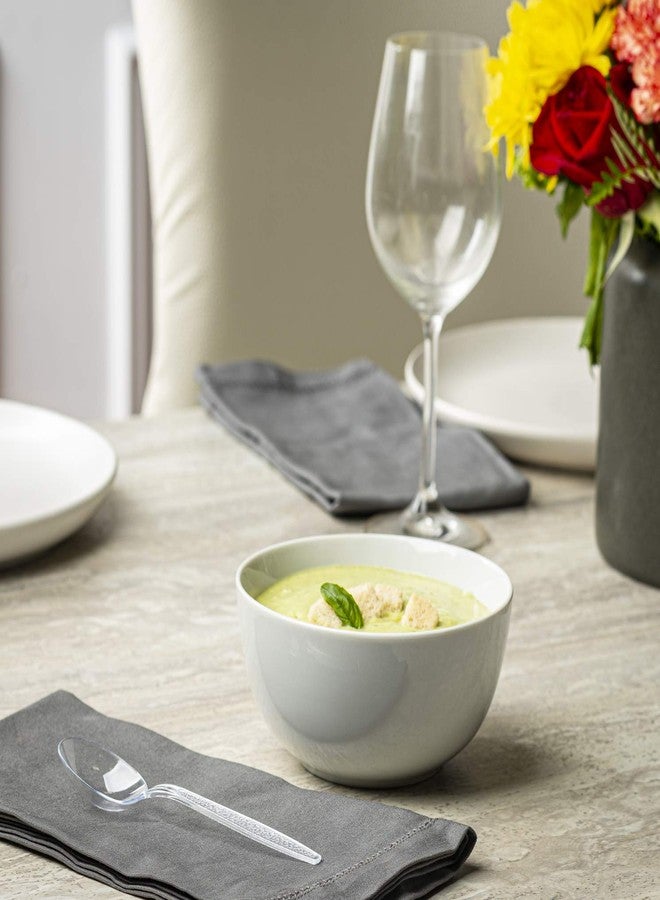 Comfy Package [Pack of 300] Heavyweight Disposable Clear Plastic Soup Spoons - Engraved Design - Image 5