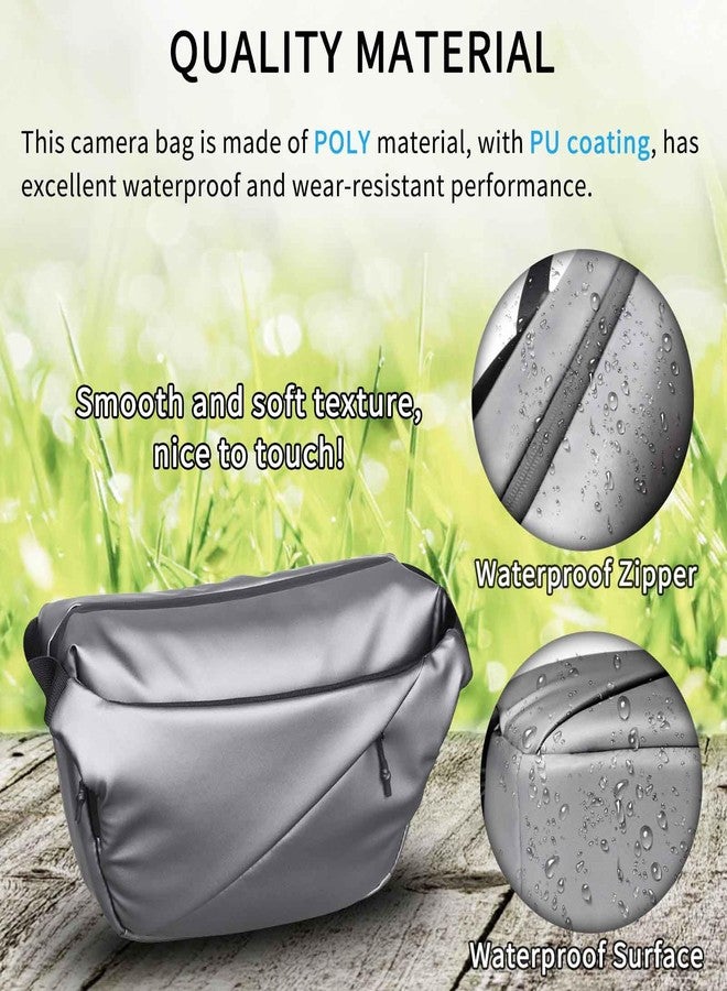 INNOREL 6L Camera Sling Bag,Crossbody Lightweight Camera Bag Waterproof Camera Case CB0635 Silver with Tripod Holder,DSLR/SLR/Mirrorless for Travel, Cycling, Work, Sport, Hiking, Gym - Image 2