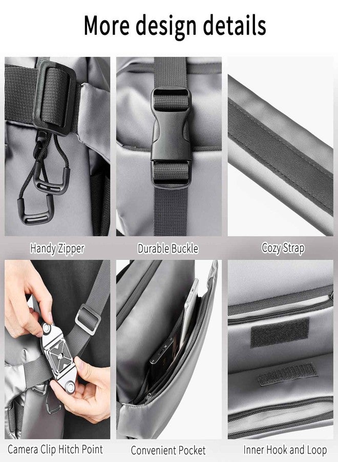 INNOREL 6L Camera Sling Bag,Crossbody Lightweight Camera Bag Waterproof Camera Case CB0635 Silver with Tripod Holder,DSLR/SLR/Mirrorless for Travel, Cycling, Work, Sport, Hiking, Gym - Image 5