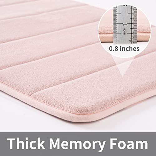 ROSMARUS Memory Foam Bath Mat 17” x 24”, Water Absorbent Bath Mats for Bathroom, Non Slip Washable Bathroom Rugs for Shower, Ultra Soft Bathroom Mats for Floor & Tub, Pink - Image 5