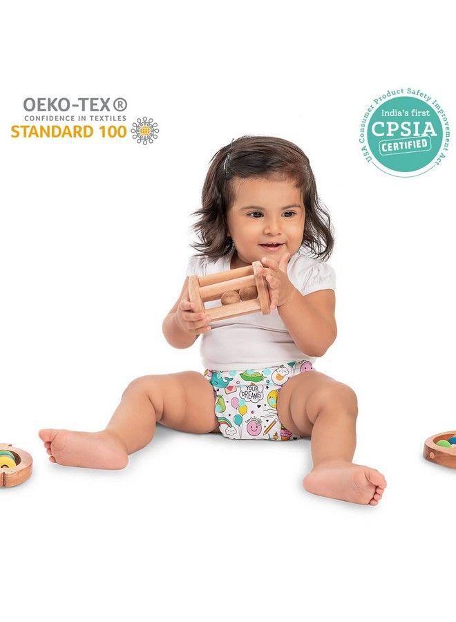 Superbottoms Basic Reusable Cloth Diaper With New Quick Dry Ultrathin Pads ; 100% Cloth Freesize Washable Diapers For Baby 03 Yrs ;Stay Dry & Lasts Up To 3Hrs ; Trim Fitting Dries 2Times Faster ; Doodles - Image 4