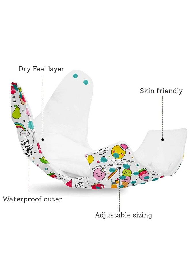 Superbottoms Basic Reusable Cloth Diaper With New Quick Dry Ultrathin Pads ; 100% Cloth Freesize Washable Diapers For Baby 03 Yrs ;Stay Dry & Lasts Up To 3Hrs ; Trim Fitting Dries 2Times Faster ; Doodles - Image 5