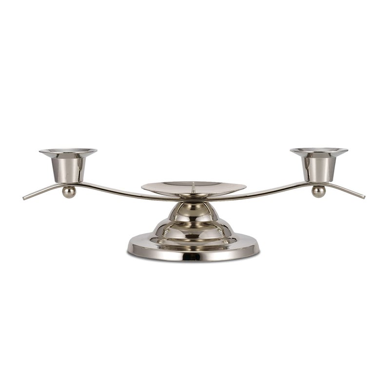 ACHIBANG Metal Unity Candle Holders 3 Arm Iron Scroll Candlestick Holders for Weddings Shiny Silver 11 x 43 x 31