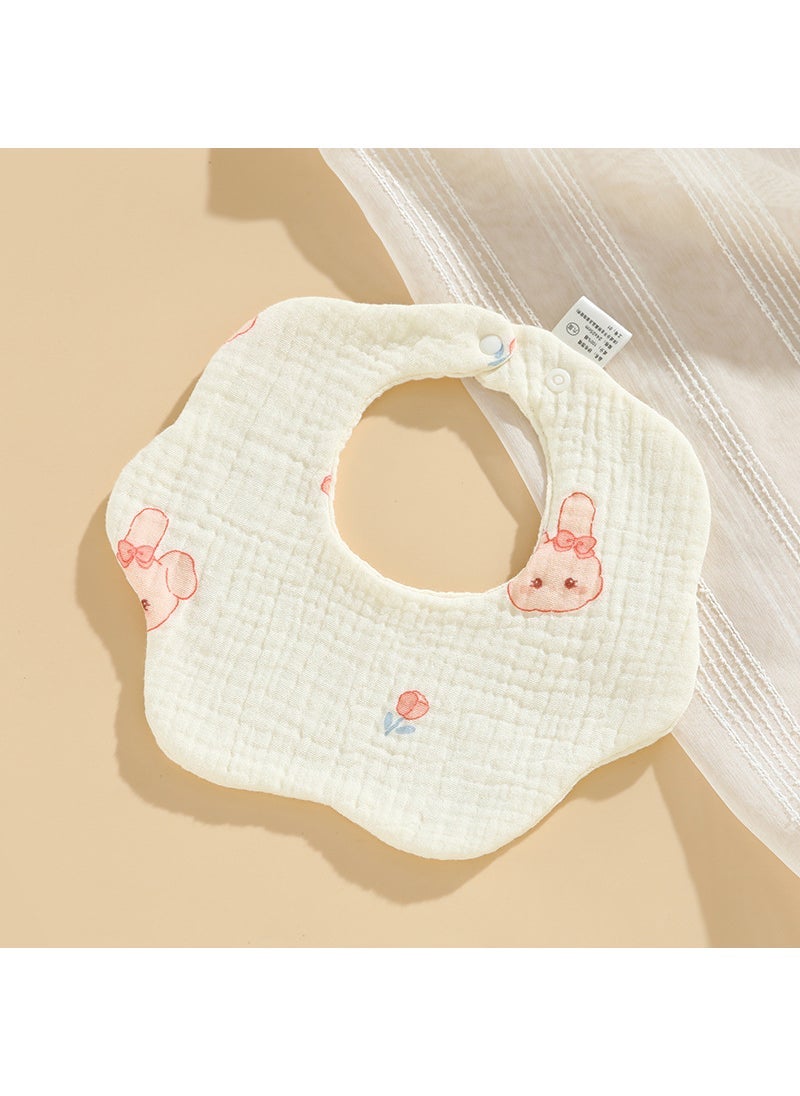 Pure Cotton Baby Bibs 360 Absorbent Soft Toddler Drool Scarf Rose Bunny