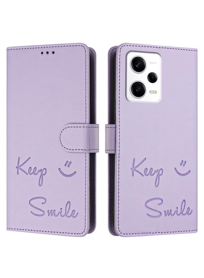 S-TOP Case For Redmi Note 12 Pro+ 5G Global / India Smile Embossing RFID Leather Phone Case - Image 3