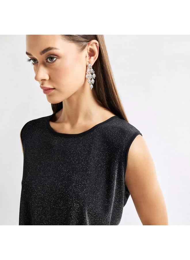 Splash FAV Textured Sleeveless Top with Round Neck
