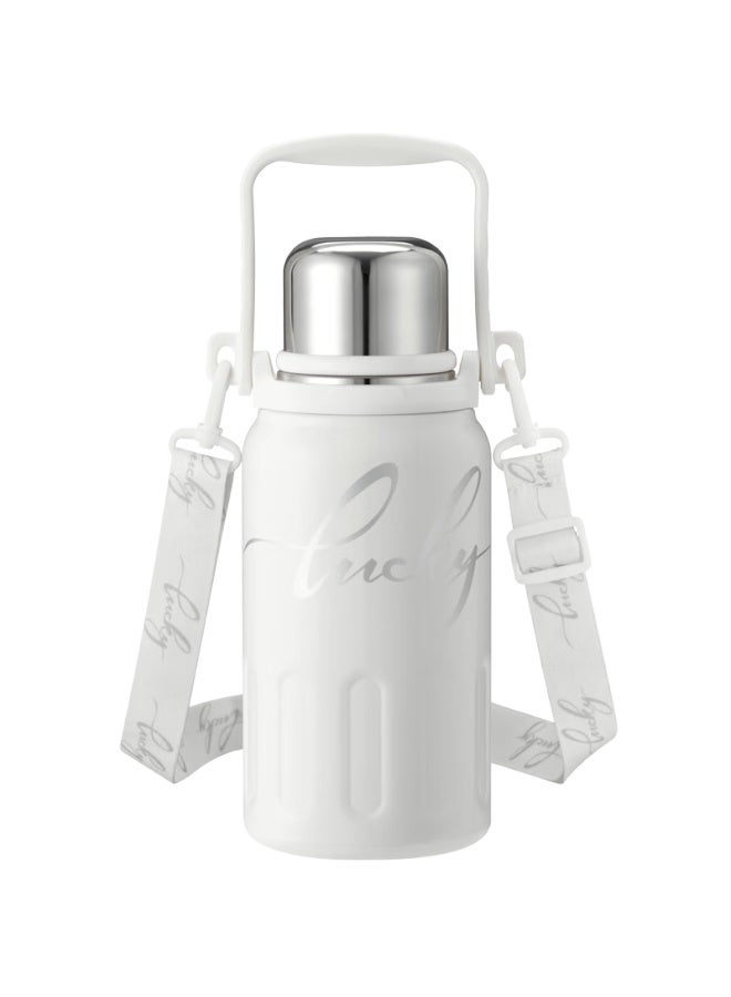 Deslon Des Lon (deslon) Insulated Mug, 304 Stainless Steel, Tea Infuser With Filter, Sports Thermos, Elegant White, 1000ml - Image 1
