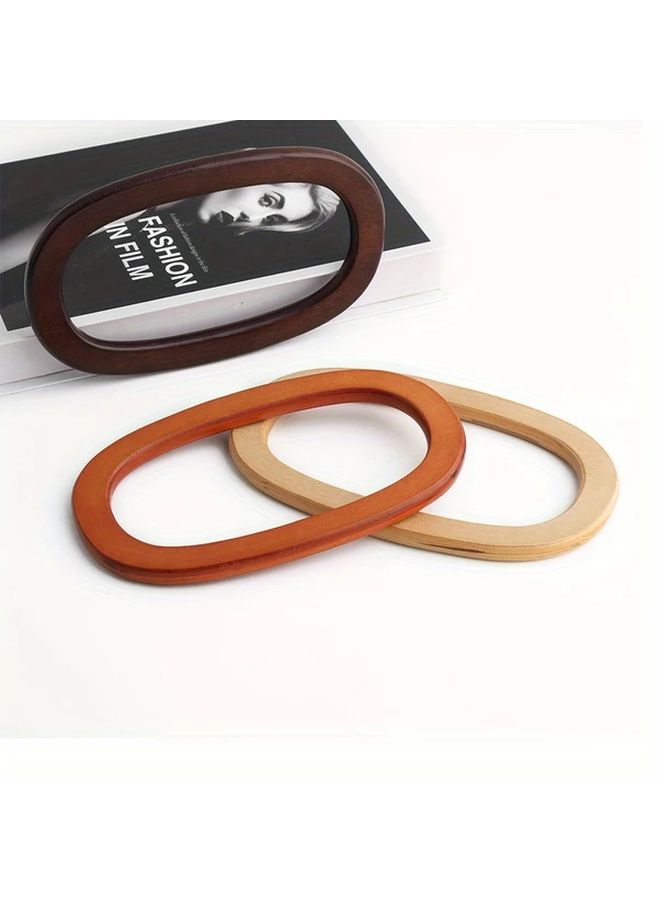 2pcs Model C Oval Wooden Bag Handles Natural Finish DIY Retro Crossbody Bag Accessories - Image 1