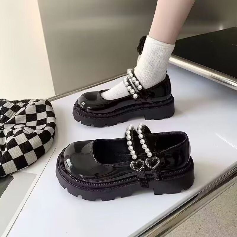 Z Small Leather Shoes For Women Spring & Fall Platform Women'S Shoes British Preppy Style Popular Thick-Soled Loft Mary Jane Singles - Image 1