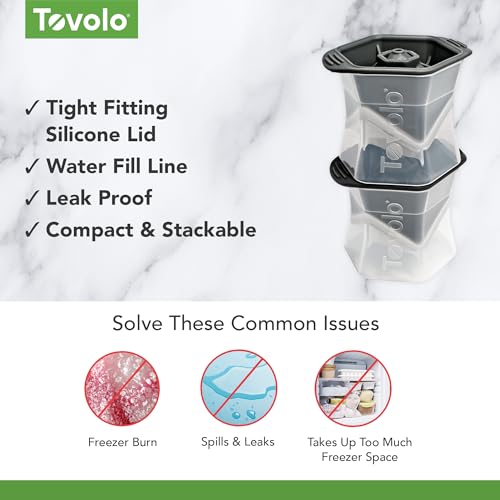 Tovolo Colossal Cube Ice Molds, Set of 2 - Large Ice Cube Mold Ideal for Whiskey, Cocktails & Any Cold Beverage - Odor-Free Freezer Storage, Dishwasher-Safe with Silicone Plunger - Image 3