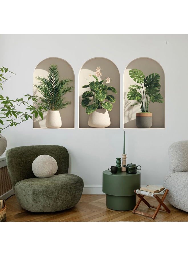 Ladinimo 3D Potted Plants Wall Stickers，Green Plants Wall Decals，Peel and Stick 3D Magic Art Sticker，for Living Room Bedroom Aisle Entrance Sofa Backdrop Yoga Room Home Decor (Potted Flower Decor 46) - Image 1