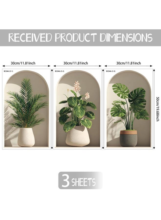 Ladinimo 3D Potted Plants Wall Stickers，Green Plants Wall Decals，Peel and Stick 3D Magic Art Sticker，for Living Room Bedroom Aisle Entrance Sofa Backdrop Yoga Room Home Decor (Potted Flower Decor 46) - Image 2