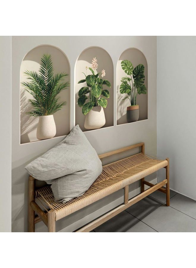 Ladinimo 3D Potted Plants Wall Stickers，Green Plants Wall Decals，Peel and Stick 3D Magic Art Sticker，for Living Room Bedroom Aisle Entrance Sofa Backdrop Yoga Room Home Decor (Potted Flower Decor 46) - Image 5
