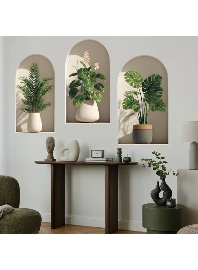 Ladinimo 3D Potted Plants Wall Stickers，Green Plants Wall Decals，Peel and Stick 3D Magic Art Sticker，for Living Room Bedroom Aisle Entrance Sofa Backdrop Yoga Room Home Decor (Potted Flower Decor 46) - Image 3