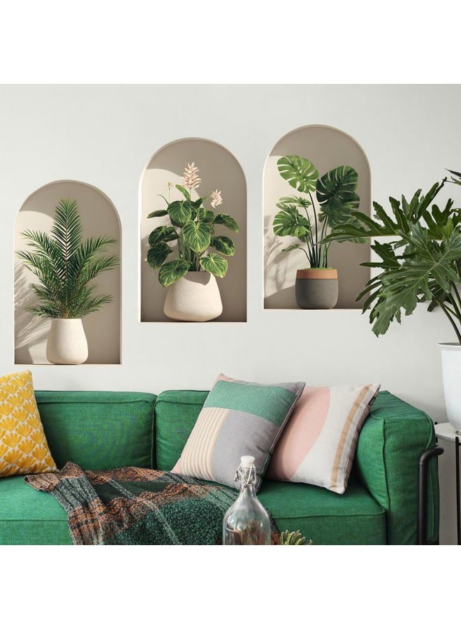 Ladinimo 3D Potted Plants Wall Stickers，Green Plants Wall Decals，Peel and Stick 3D Magic Art Sticker，for Living Room Bedroom Aisle Entrance Sofa Backdrop Yoga Room Home Decor (Potted Flower Decor 46) - Image 4