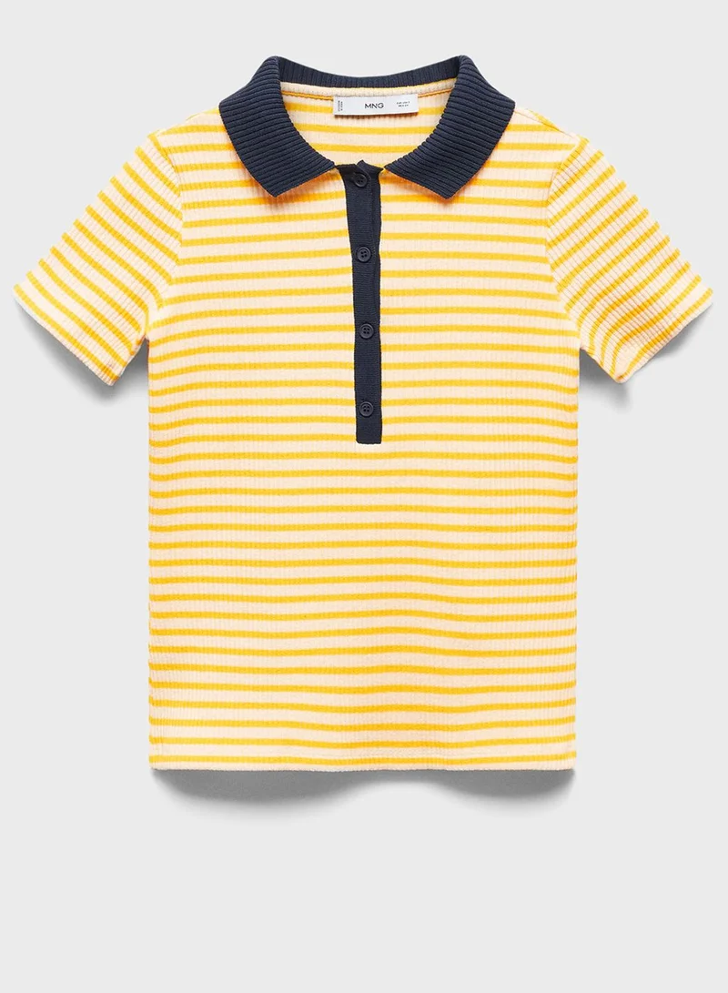 MANGO Striped Polo T-shirt