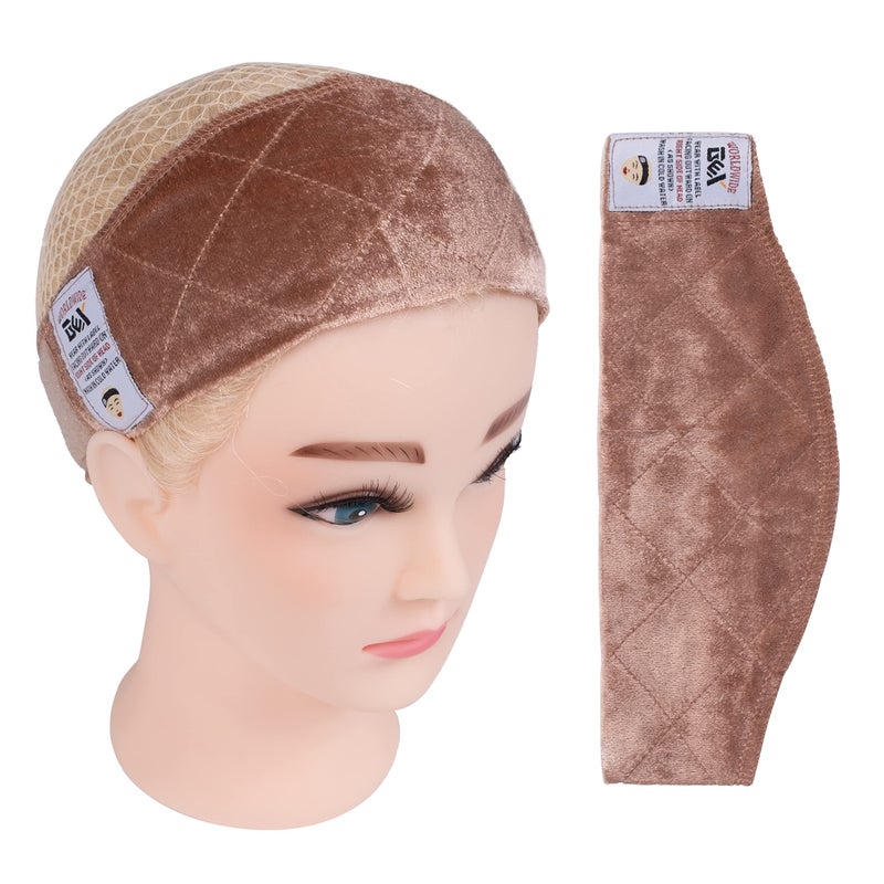 gexworldwide GEX Worldwide Grip Band - Adjustable Comfort Headband, Flexible Velvet Scarf, Non-Slip Fasten Bands With Arch Extra Hold for Wigs (Tan) - Image 1