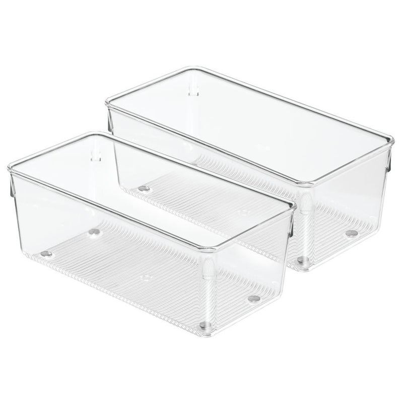 IDesign iDesign Utensil Holder and Silverware Organizer for Kitchen Utensils and Countertop Storage The Linus Collection  Set of 2 4 x 8 x 3 Clear 