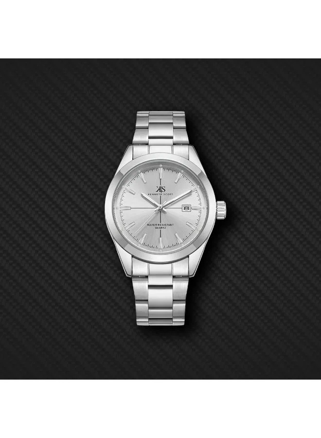 Kenneth Scott White Men's Stainless Steel Analog Watch K23025-SBSW - 40 mm for Men | Best Price UAE
