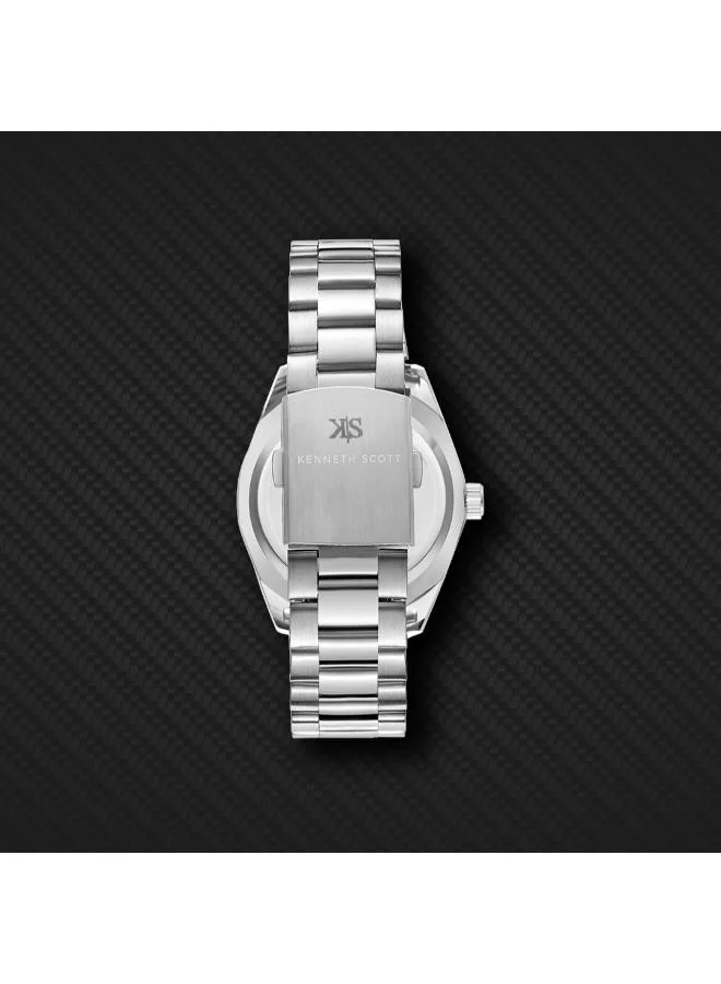 Kenneth Scott White Men's Stainless Steel Analog Watch K23025-SBSW - 40 mm for Men | Best Price UAE
