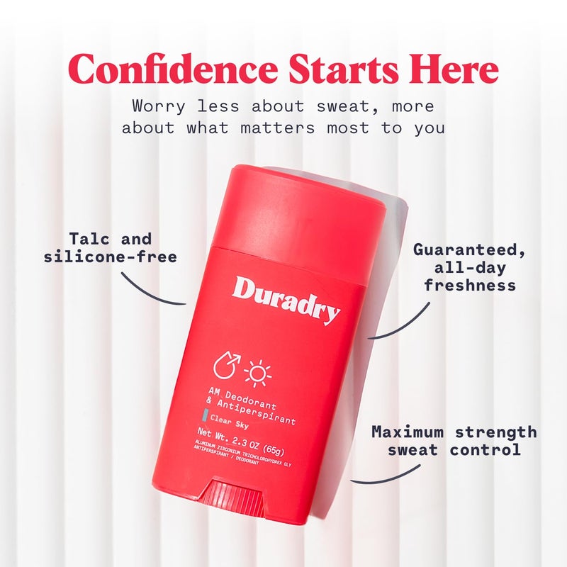 duradry Clinical-Strength Antiperspirant Deodorant for Women and Men - Clean formula with Natural Ingredients, Odor, and Excessive Sweat protection for Armpits - Variety Set (Pack of 3) - Image 4