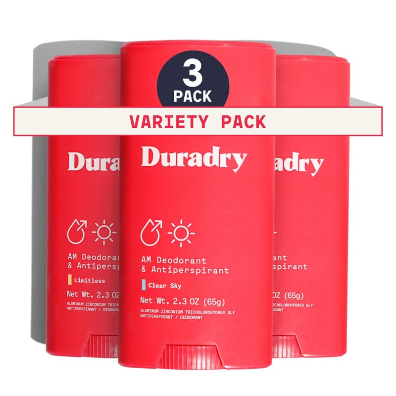 duradry Clinical-Strength Antiperspirant Deodorant for Women and Men - Clean formula with Natural Ingredients, Odor, and Excessive Sweat protection for Armpits - Variety Set (Pack of 3) - Image 1