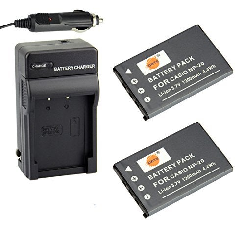 DSTE Replacement for 2X NP-20 Battery + DC75 Travel and Car Charger Adapter Compatible Casio EX-Z7 Z8 Z11 Z60 Z65 Z70 Z75 Z77 M1 M2 M20 S1 S2 S3 S20 S100 S500 S600 S770 S880 Camera - Image 1