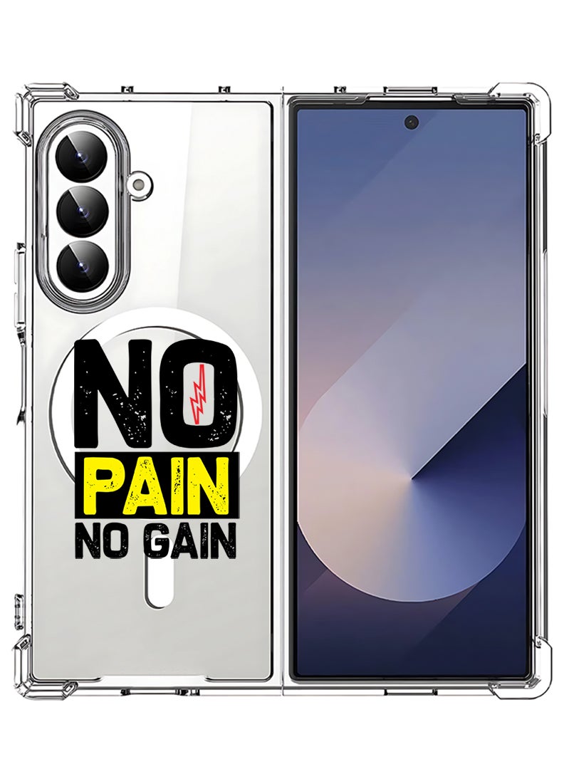 Theodor Magnetic Case for Samsung Galaxy Z Fold 7 Compatible with MagSafe Wireless Charging, Shockproof Phone Bumper Cover No pain No gain - Image 1