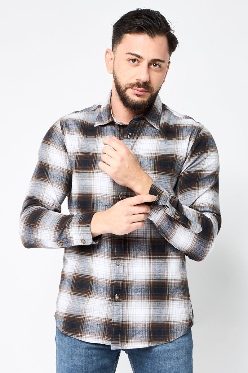 Selected Homme Men Slim Fit Plaid Long Sleeves Casual Shirt, Multicolor - Image 1