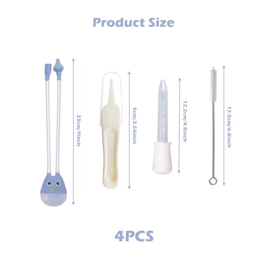 Aeenioy 4 PCS Baby Nasal Aspirator Mucus Sucker, 4-in-1 Nose Cleaner for Newborn, Safe and Gentle Baby Congestion Remover with Nasal Aspirator, Nose Cleaner, Ear Cleaner and Medicine Dropper, Travel Friendly - Image 2