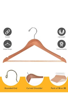 ALMUFARREJ 30 pcs wooden hanger with elegant chrome hook  - Image 3