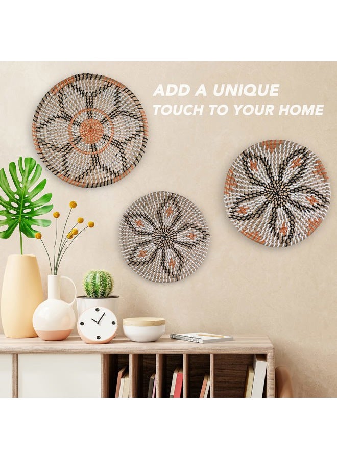 Wall Basket Decor Set of 3 - Woven Basket Wall Decor – Modern Wicker Hanging Wall Basket – Handmade Decorative Basket for Wall Decor, Table Centerpiece - boho wall decor - Natural Wall Decor - Image 2
