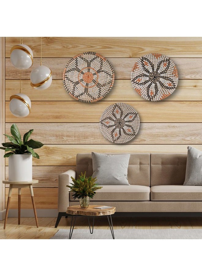 Wall Basket Decor Set of 3 - Woven Basket Wall Decor – Modern Wicker Hanging Wall Basket – Handmade Decorative Basket for Wall Decor, Table Centerpiece - boho wall decor - Natural Wall Decor - Image 5