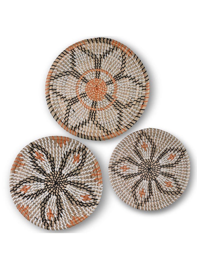 Wall Basket Decor Set of 3 - Woven Basket Wall Decor – Modern Wicker Hanging Wall Basket – Handmade Decorative Basket for Wall Decor, Table Centerpiece - boho wall decor - Natural Wall Decor - Image 1