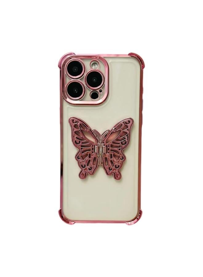 S-TOP Case For iPhone 14 Pro Electrpolated 3D Butterfly Holder TPU Phone Case - Image 1