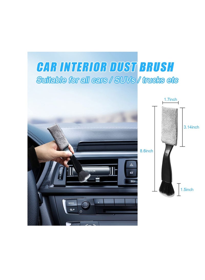 KASTWAVE Double Head Brush for Car Clean, 2 Pack Car Interior Cleaning Soft Brushes, Car Detailing Tools, Car Interior Beauty Brush for Universal Vehicle Dashboard Screen, Air Vents, Computer, Black - Image 2