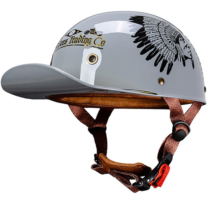 CHPINGN Baseball Motorcycle Helmet for Bike Cruiser Chopper Moped Scooter Open Face Helmet for Adult Women Men DOT Approved - Image 1