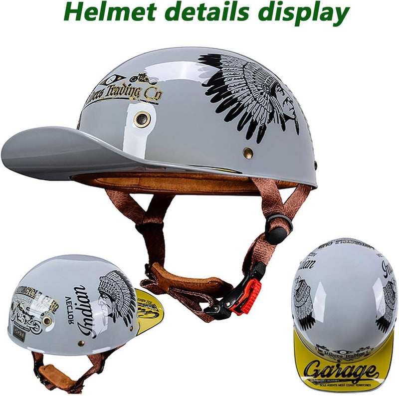 CHPINGN Baseball Motorcycle Helmet for Bike Cruiser Chopper Moped Scooter Open Face Helmet for Adult Women Men DOT Approved - Image 2