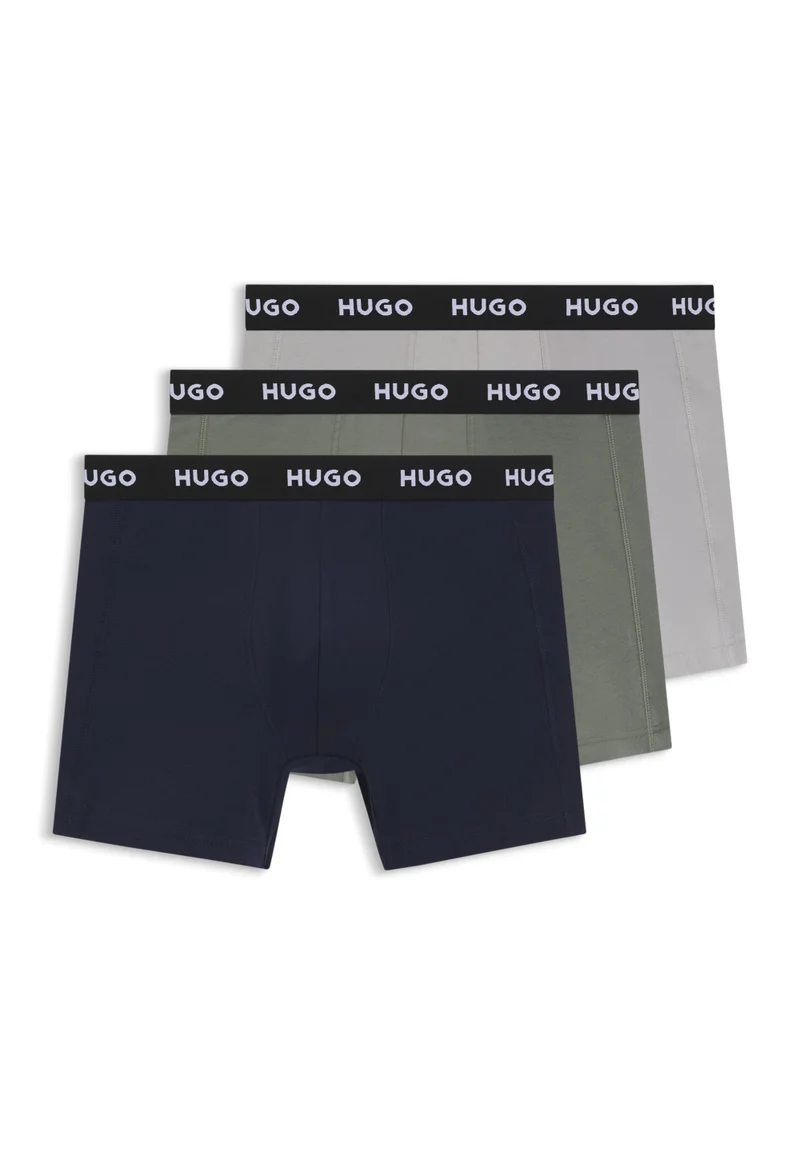 HUGO Three-pack regular-rise stretch-cotton boxer briefs