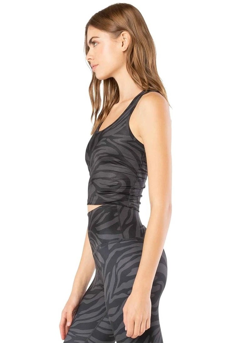 Beyond Yoga LUX FIRST CLASS CROPPED YOGA TANK BLK-TIGER MEDIUM  - Image 2