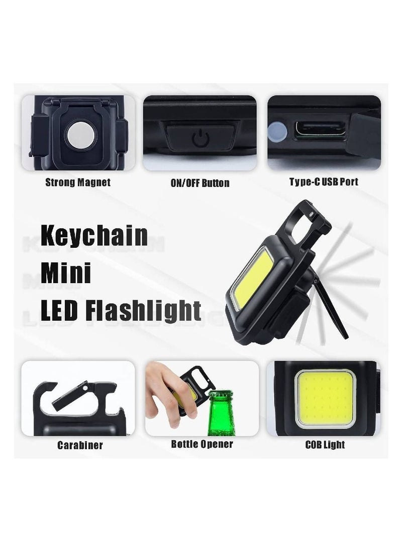GENNEXT Small LED Flashlight 800 Lumens COB Rechargeable Keychain Mini Flashlight 4 Light Modes Portable Pocket Light with Folding Bracket Bottle Opener and Magnet Base for Fishing Walking Camping  - Image 2