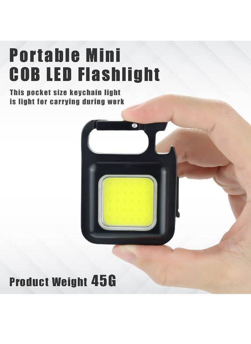 GENNEXT Small LED Flashlight 800 Lumens COB Rechargeable Keychain Mini Flashlight 4 Light Modes Portable Pocket Light with Folding Bracket Bottle Opener and Magnet Base for Fishing Walking Camping  - Image 4