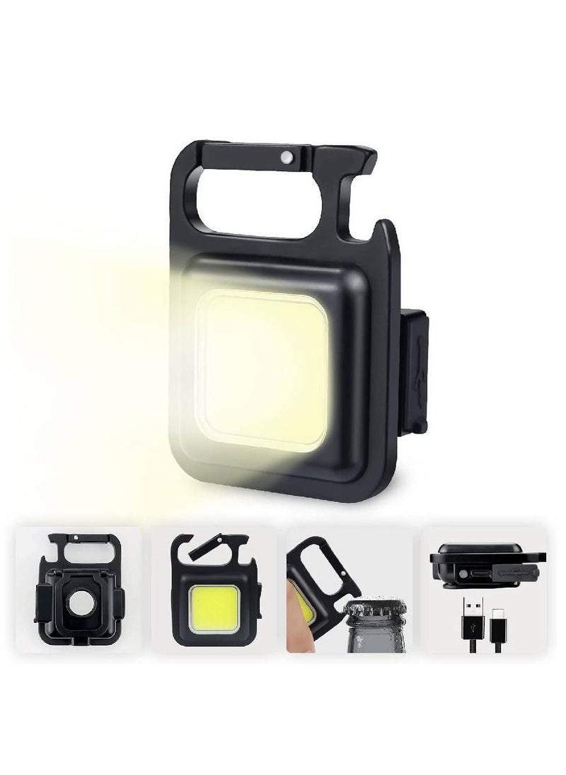 GENNEXT Small LED Flashlight 800 Lumens COB Rechargeable Keychain Mini Flashlight 4 Light Modes Portable Pocket Light with Folding Bracket Bottle Opener and Magnet Base for Fishing Walking Camping  - Image 1