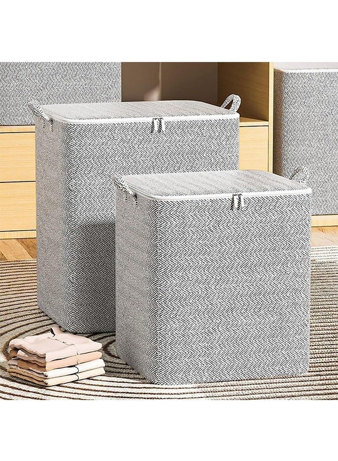 JCB CHIC Fabric Storage Bins, 2 Pcs Foldable Nonwoven Storage Bags with Zipper and Handles for Clothing Blanket Bedding, Large Capacity Washable Clothes Storage Box for Closet Wardrobe(110L)  - Image 1