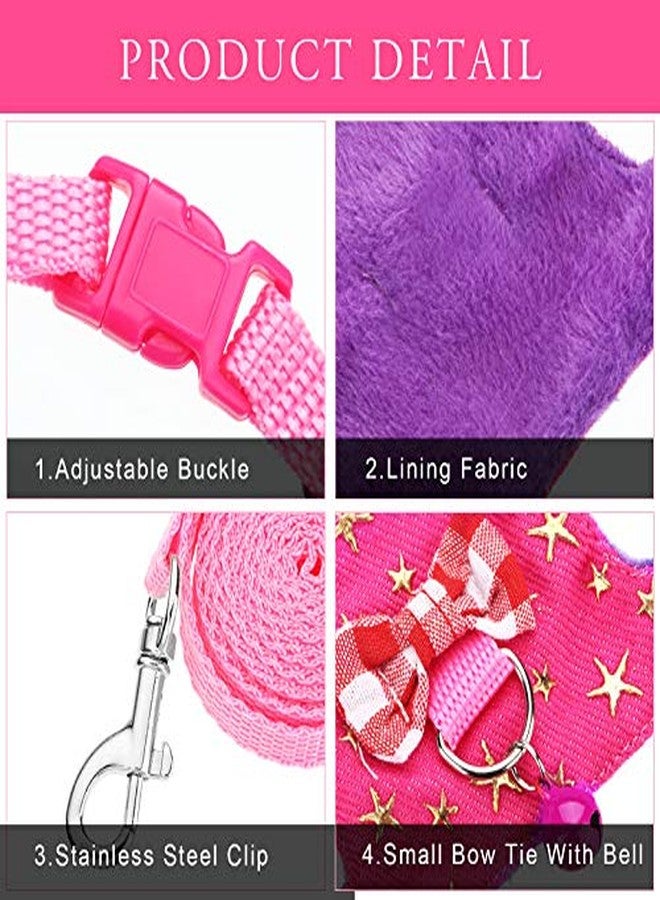 Weewooday 4 Pieces Ferret Harness and Leash Set Ferret Leash Small Pet with Cute Bowknot and Safe Bell Decor Chest Strap Harness for Outdoor Walking Rabbit Guinea Pig Bunny Hamster Puppy Kitten(Small) - Image 5