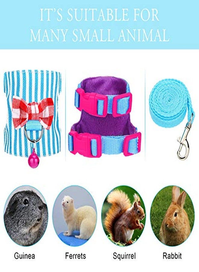 Weewooday 4 Pieces Ferret Harness and Leash Set Ferret Leash Small Pet with Cute Bowknot and Safe Bell Decor Chest Strap Harness for Outdoor Walking Rabbit Guinea Pig Bunny Hamster Puppy Kitten(Small) - Image 4